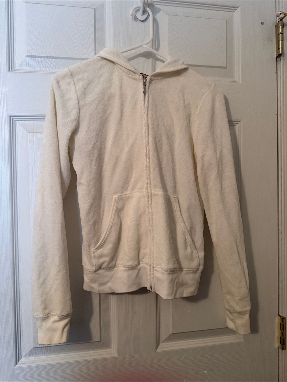 Juicy Couture Cream Zip-Up Hoodie Sweater